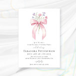 BUDGET SURPRISE PARTY 60th Birthday Bow Invite<br><div class="desc">A feminine pink coquette bow is decorated with small pink and purple wildflowers.</div>