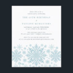 BUDGET SURPRISE Party 65th Birthday Snowflake<br><div class="desc">Very elegant blue watercolor snowflakes create a pretty border along the bottom of this adult birthday invitation. Modern and minimalist design has an open and airy feel. The contemporary aesthetic will appeal to people of all ages.</div>