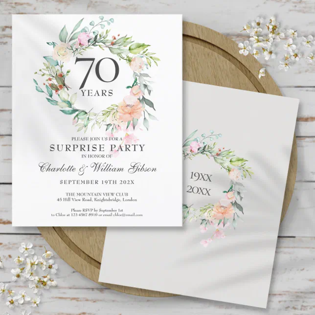 Budget Surprise Party 70th Anniversary Invitation | Zazzle