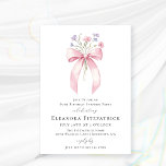 BUDGET SURPRISE PARTY 80th Birthday Bow Invite<br><div class="desc">A feminine pink coquette bow is decorated with small pink and purple wildflowers.</div>
