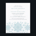 BUDGET SURPRISE Party 80th Birthday Snowflake<br><div class="desc">Very elegant blue watercolor snowflakes create a pretty border along the bottom of this adult birthday invitation. Modern and minimalist design has an open and airy feel. The contemporary aesthetic will appeal to people of all ages.</div>