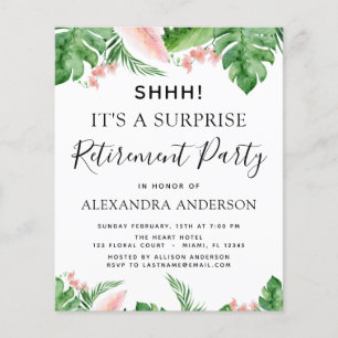 Budget Surprise Retirement Party Tropical Flyer