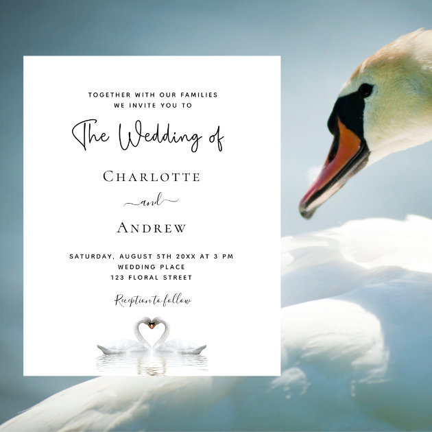 Wedding invitations with deals swans