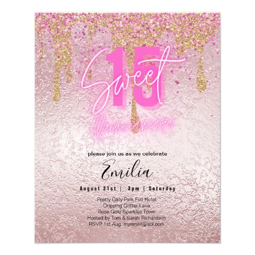 Budget Sweet 15 Pink Glitter Foil Quinceanera Glam Flyer