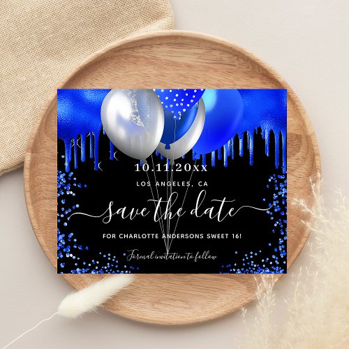 Budget Sweet 16 black royal blue save the date