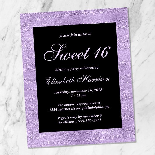 Budget Sweet 16 Elegant Purple Birthday Party