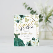Budget Sweet 16 Invitation Floral Dress Butterfly (Standing Front)