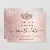 Budget Sweet 16 masquerade rose gold save the date (Front/Back)