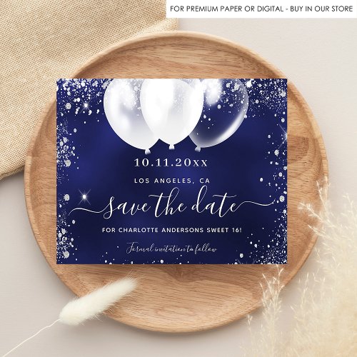 Budget Sweet 16 navy blue white save date