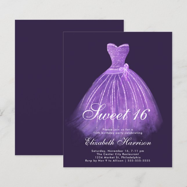 Budget Sweet 16 Purple Gown Birthday Party (Front/Back)