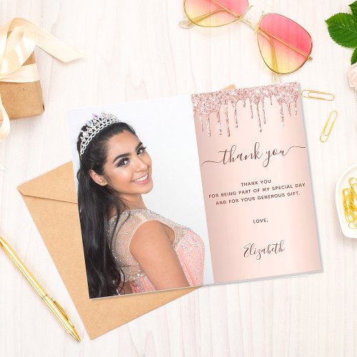 Budget Sweet 16 rose blush photo thank you