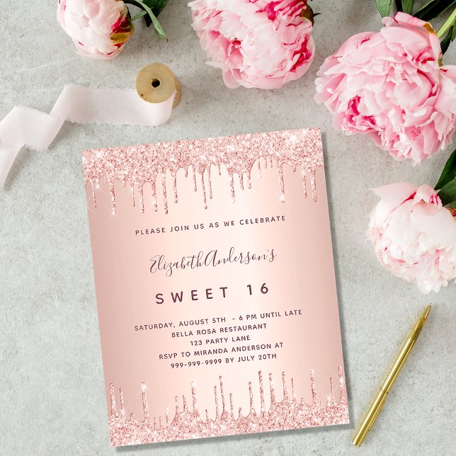 BUDGET Sweet 16 rose gold glitter pink birthday (Creator Uploaded)