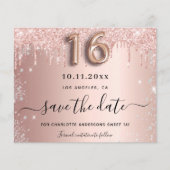 Budget Sweet 16 rose gold silver save the date (Front)