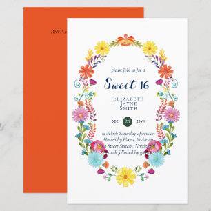 BUDGET Sweet 16, Sixteenth Birthday Floral Invite