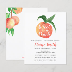 Budget Sweet as a Peach Baby Shower Invitation