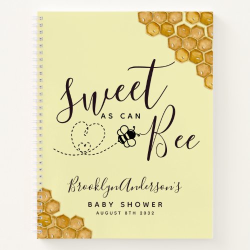 Budget Sweet as Can Bee Baby Shower Guestbook Notebook