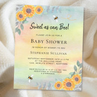 Budget Sweet As Can Bee Baby Shower Invitation