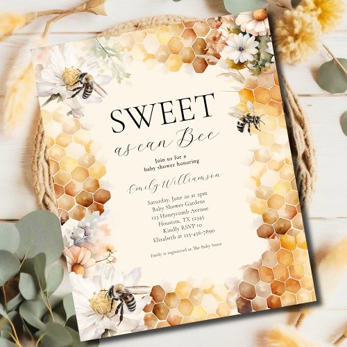 Budget Sweet As Can Bee Baby Shower Invitation