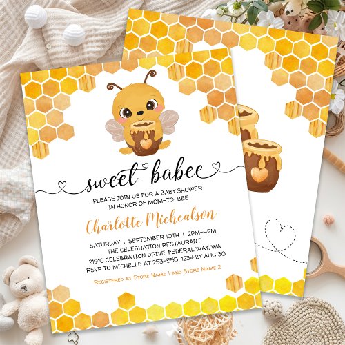 BUDGET Sweet Bee Baby Shower Neutral Invitation