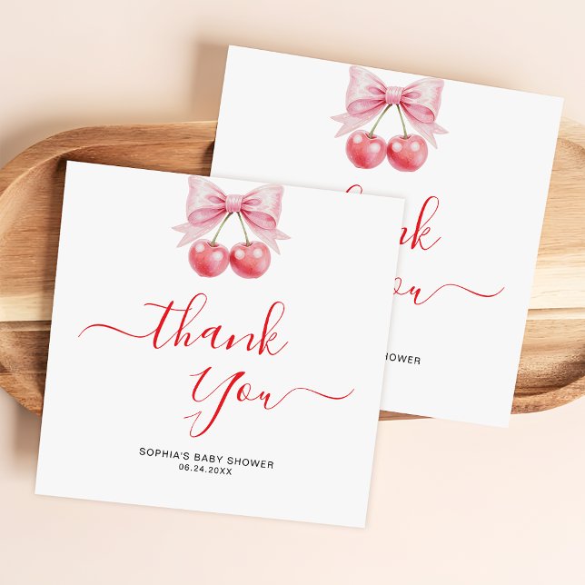 Budget Sweet Cherry Baby Shower Thank You Note Card (Creator Uploaded)