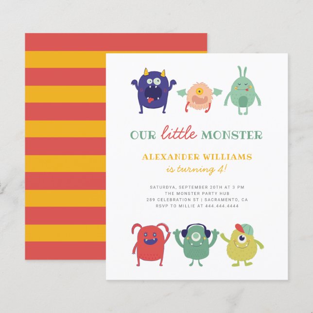 Budget Sweet Colorful Little Monster Kids Birthday (Front/Back)
