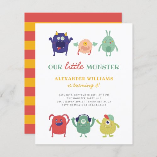 Budget Sweet Colorful Little Monster Kids Birthday