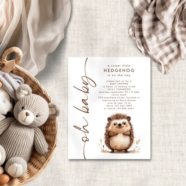 Budget Sweet Little Hedgehog Oh Baby Shower Invite (Creator Uploaded)