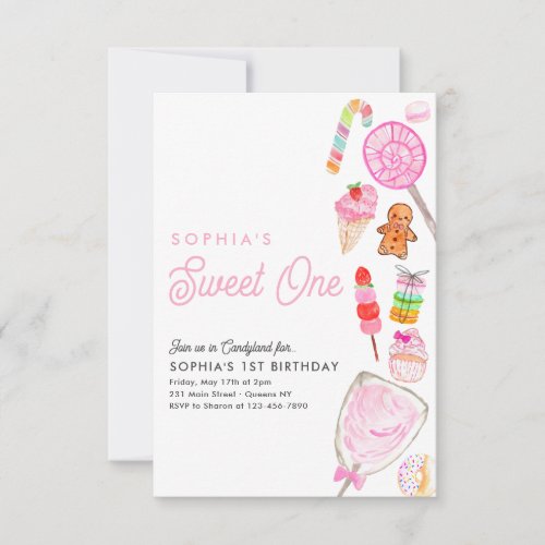 Budget SWEET ONE Candy Kids Candyland 1st Birthday Note Card