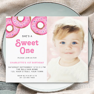 Budget Sweet One Donut First Birthday Photo Invite