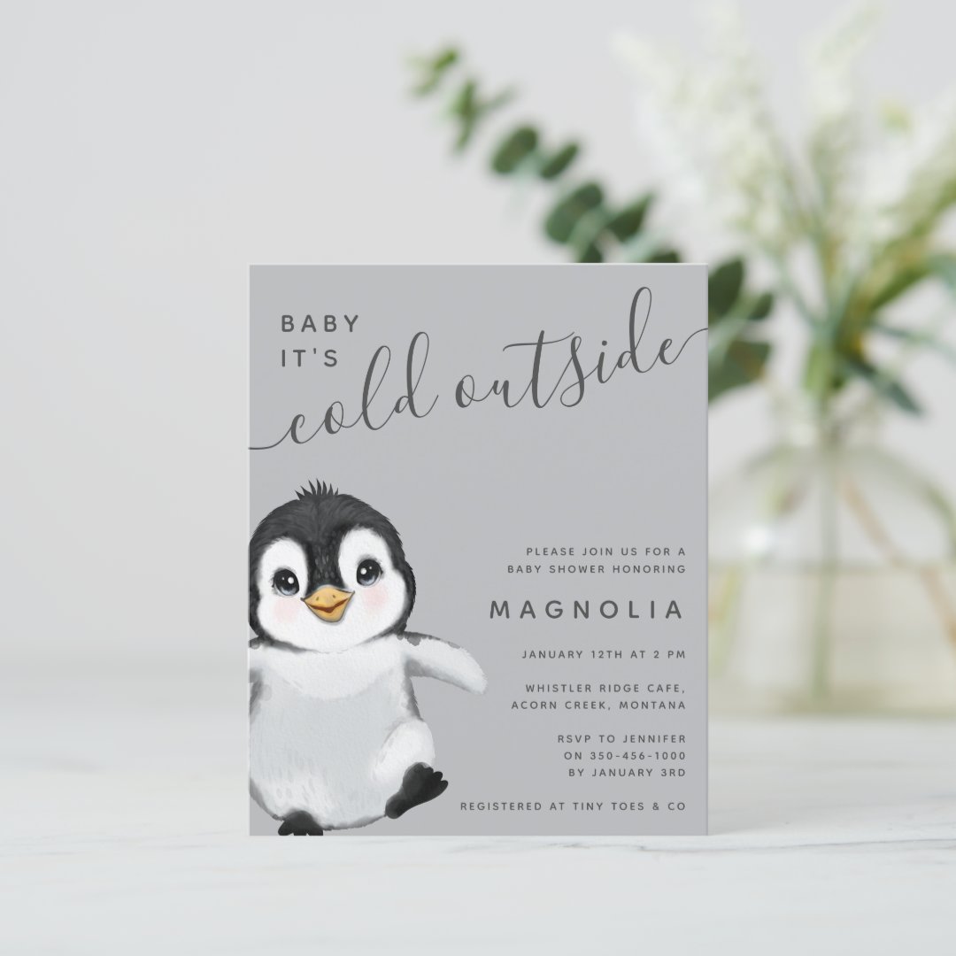 Budget Sweet Penguin Baby Shower Invitation | Zazzle