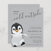 Budget Sweet Penguin Baby Shower Invitation (Front/Back)