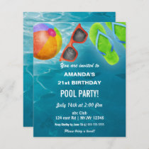 Budget Swimming Pool Party Birthday Invitation