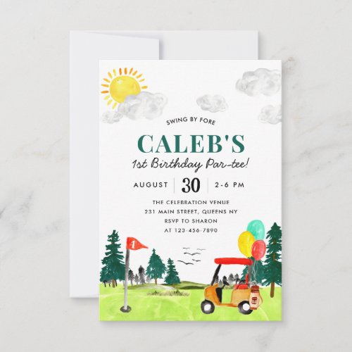 Budget Swing By Fore a Par_tee Kids Golf Birthday Note Card