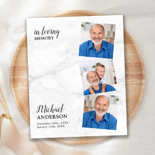 Budget Sympathy 3 Photo Funeral Thank You Card