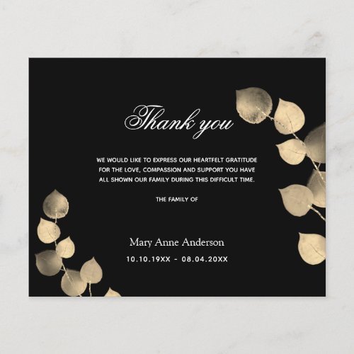 Budget Sympathy black golden eucalyptus thank you