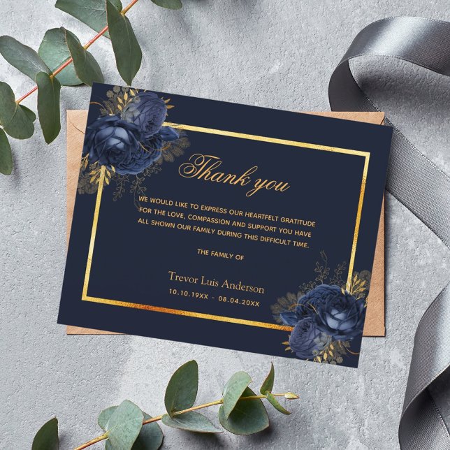 Budget sympathy blue floral gold thank you (Creator Uploaded)
