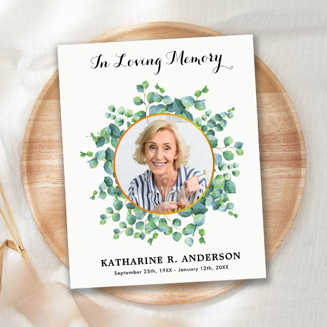 Budget Sympathy Eucalyptus Funeral Thank You Card  (Creator Uploaded)