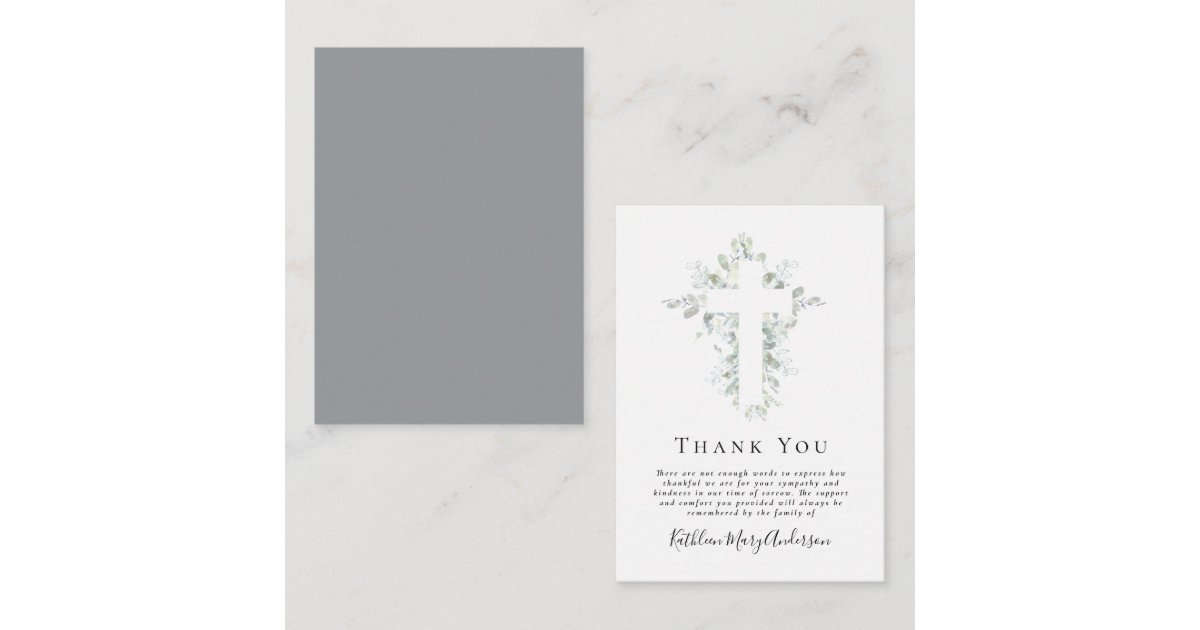 BUDGET Sympathy Eucalyptus Funeral Thank You Note | Zazzle