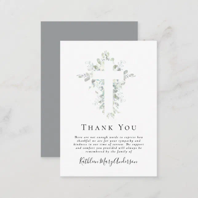 BUDGET Sympathy Eucalyptus Funeral Thank You Note | Zazzle