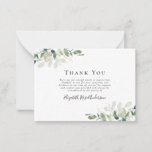 BUDGET Sympathy Eucalyptus Funeral Thank You Note