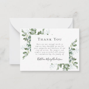 BUDGET Sympathy Eucalyptus Funeral Thank You Note
