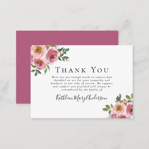 BUDGET Sympathy Floral Funeral Thank You Note 