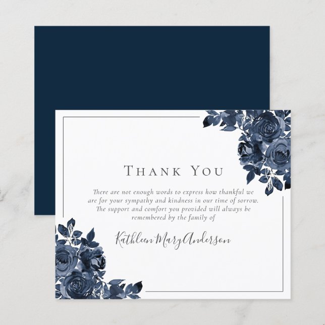 BUDGET Sympathy Floral Funeral Thank You Note  (Front/Back)