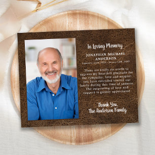 Budget Sympathy Photo Funeral Thank You Leather