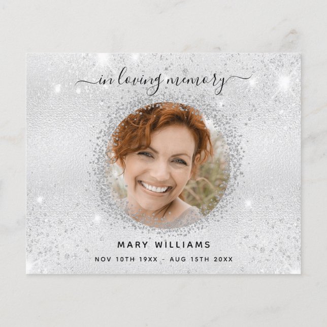 Budget Sympathy silver sparkles photo thank you (Back)