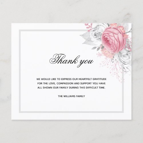 Budget Sympathy white pink photo thank you