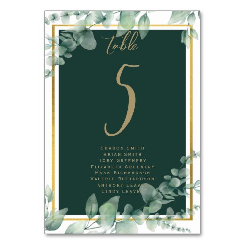 BUDGET Table Number Seating Greenery Eucalyptus