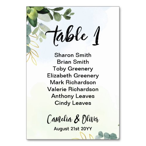 BUDGET Table Number Seating Greenery Eucalyptus