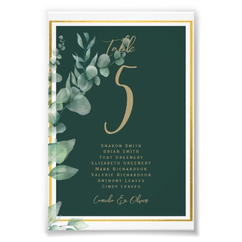 BUDGET Table Number Seating Greenery Eucalyptus Photo Print