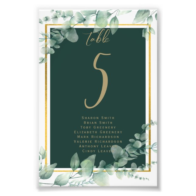 BUDGET Table Number Seating Greenery Eucalyptus Photo Print (Front)